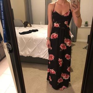 Entro Floral Maxi Dress strappy back